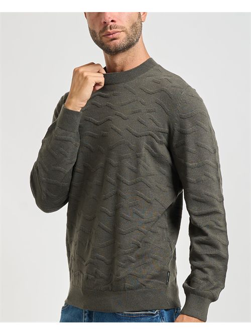 Men's Armani Exchange crew neck sweater with wavy texture ARMANI EXCHANGE | XM001560-AF11982F7010
